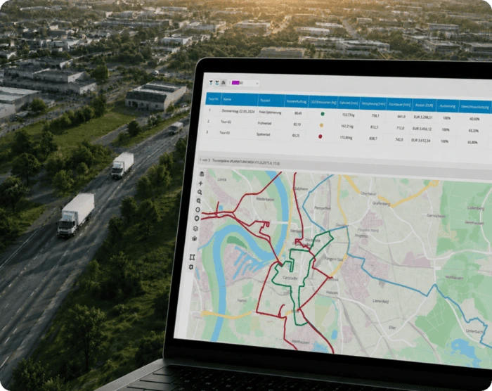Typische Einsatzbereiche der Tourenplanungssoftware Screenshot der Software